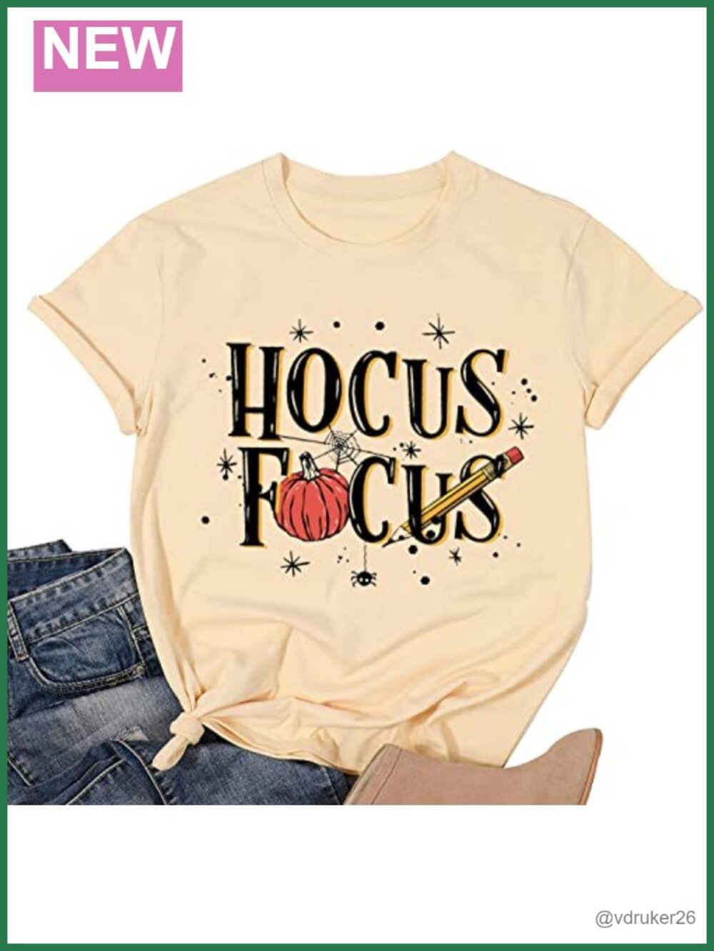 Teacher Halloween Hocus Pocus T-Shirt Cotton Blend Short Sleeve Loose Fit Fall